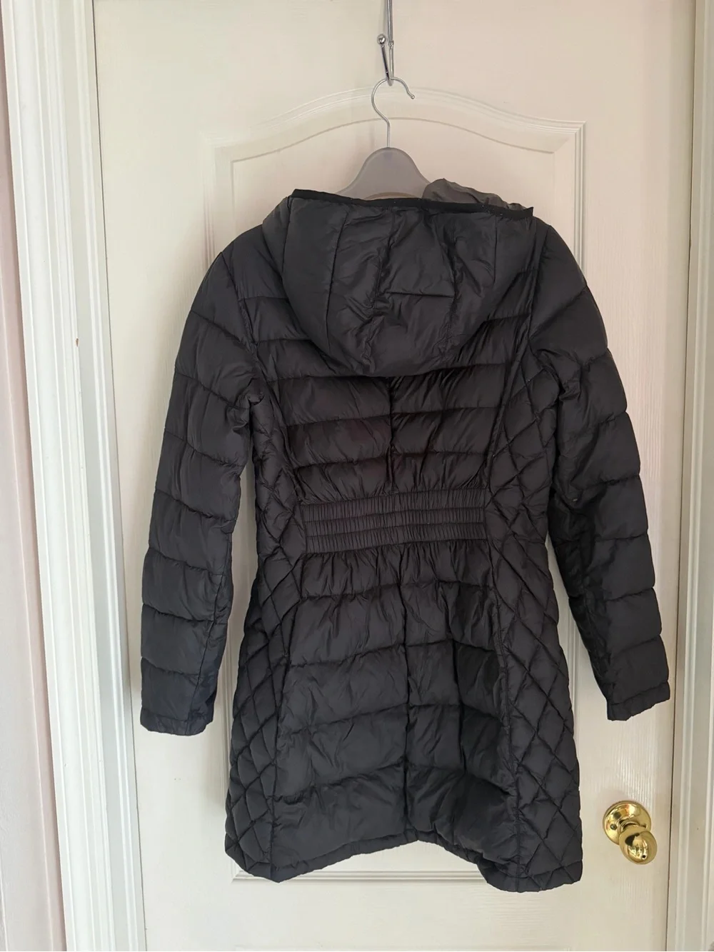 Michael Kors Black Hooded Quilted Long Puffer Coat